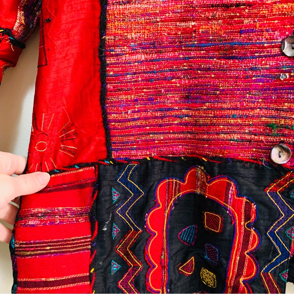 Chico's Multicolor Patchwork Blazer - Red And Bla… - image 4